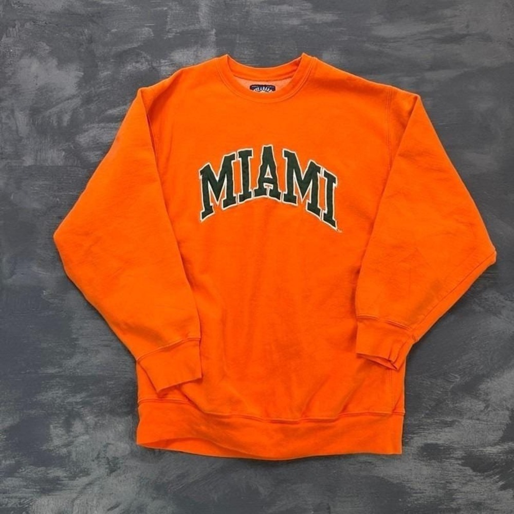 Vintage University Of Miami Sweatshirt Mens XL Orange 2000s